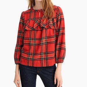 J. Crew Ruffle Shirt in Festive Plaid